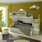 Letto a castello 1 piazza e mezza con scaletta contenitiva, Nuvola frassino e Salvia Zenzero Shop