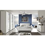 Camera completa matrimoniale bianco lucido e beton con armadio battente molto capiente