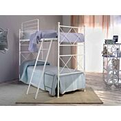 Letto a castello, in ferro battuto Dandrieu, colore bianco confetto, made in Italy