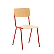 Sedia con fusto rosso con seduta e schienale tinta naturale