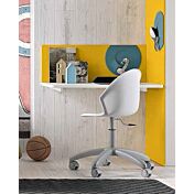 Scrivania sospesa senza gambe con tasca rimovibile in finitura Bianco frassino e Girasole