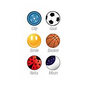 Letto singolo Sticky con stikers goal in finitura Blu reale e Gessato canapa