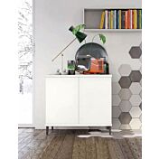 Madia moderna 2 ante con piedini in titanio, finitura Bianco Opaco