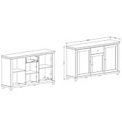 Madia 3 ante e 1 cassetto, finitura bianco frassinato e rovere