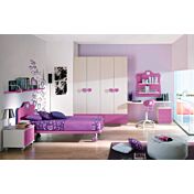 Scrivania moderna sagomata per ragazzi in finitura Larice e Ciclamino LACCATO