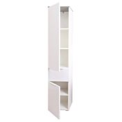 Colonna multiuso 2 ante + 1 cassetto, Bianco Laccato e top Grigio Cemento
