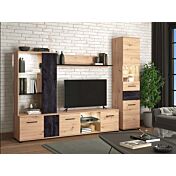 Colonna vetrina 2 ante 1 cassetto, finitura Rovere e Carbone