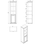 Colonna multiuso 1 anta, finitura Rovere e Carbone