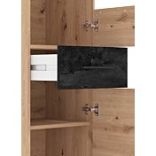 Colonna vetrina 2 ante 1 cassetto, finitura Rovere e Carbone