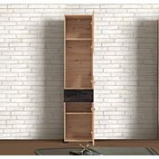 Colonna vetrina 2 ante 1 cassetto, finitura Rovere e Carbone