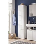 Colonna multiuso 2 ante + 1 cassetto, Bianco Laccato e top Grigio Cemento