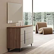 Camera matrimoniale con comodino sospeso, Sequoia honey e Corda