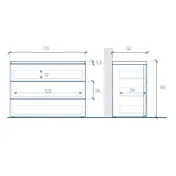 comò mercure moderno 3 cassetti