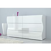 Set Completo Comò e Comodini, bianco lucido, linea onda