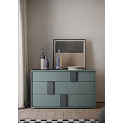 Comò moderno bicolor, finitura Laccato opaco Bristol e Piombo