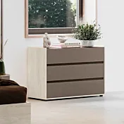 Comò 3 cassetti, Bianco altea e Bronzo, L.114 H.77