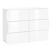 Madia/ Comò 6 cassetti sagomati in finitura bianco laccato lucido, linea onda