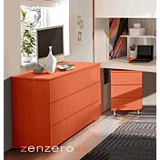 Composizione Comò e Comodino per camerette, finitura Corallo