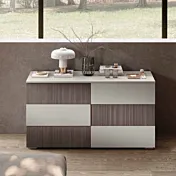 comò 6 cassetti grigio cannettato