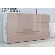 Mobile 6 cassetti laccato bianco e cappuccino