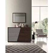 Comò moderno Graniglia scura e Noce moro, 3 cassetti