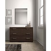 Comò Noce moro con 3 cassetti, maniglie in metallo