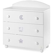 Culla moderna Grizzly con ruote, finitura bianco con decori grigi