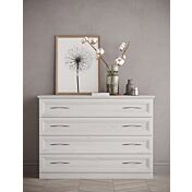 Comò 4 cassetti stile contemporaneo, finitura Rovere chiaro