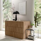 Camera con armadio battente 6 ante, letto in Ecopelle, finitura Cemento artico e Rovere Cognac