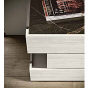 Comò Palawan sfalsato bianco altea, Grigio cenere con top in vetro