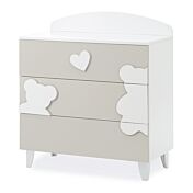 Lettino per neonati Winnie, bianco e choco con decori orsetto