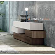 Comò particolare con 4 cassetti e un vano a giorno di alta qualità in finitura Frassinato bianco e Quercia brown Zenzero Shop