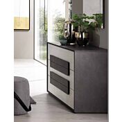 Comò moderno, finitura grigio resina chiaro e grigio resina scuro, made in Italy