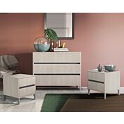 Set moderno comò e comodini con piedini in finitura Noce brina