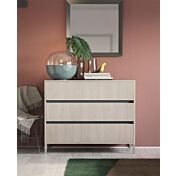 Set moderno comò e comodini con piedini in finitura Noce brina