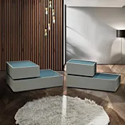 Comodini 2 cassetti, Laccato Ceruleo e Celeste, L.100 Zenzero Shop