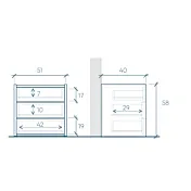 comodino a 3 cassetti bronzo
