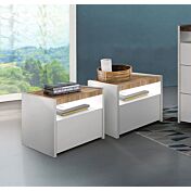 Coppia di comodini finitura Bianco Opaco e Noce Stelvio, guide ammortizzate