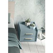 Coppia di comodini moderni a 2 cassetti, finitura Cadaques, made in Italy