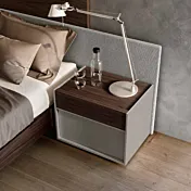 comodino noce e grigio seta