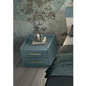 Coppia di comodini moderni a 2 cassetti, finitura Cadaques, made in Italy