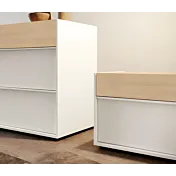 comò bianco e legno