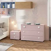 comodino e comò rosa