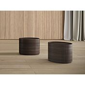 Coppia di comodini di design finitura nobilitato Teak 