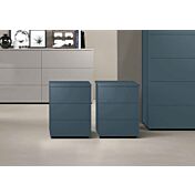 Coppia di comodini moderni a 3 cassetti, finitura Petrolio