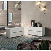 Comò stretto moderno con 2 cassetti di alta qualità in finitura Frassinato bianco