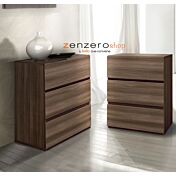Comodino moderno con 3 cassetti di alta qualità in finitura Quercia brown