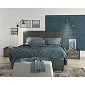 Letti matrimoniali contenitori, letto in ecopelle con comodini in finitura Titanio