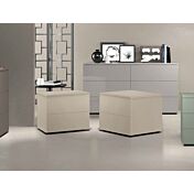 Coppia di comodini moderni a 2 cassetti, finitura Orzo