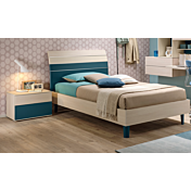 Comodino per camerette Moretti Compact, 2 cassetti in Larice e Pavone